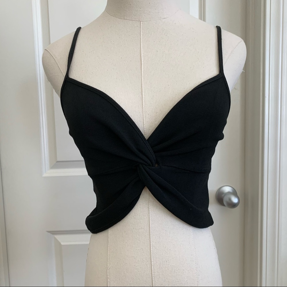 Zara black knot tie crop top